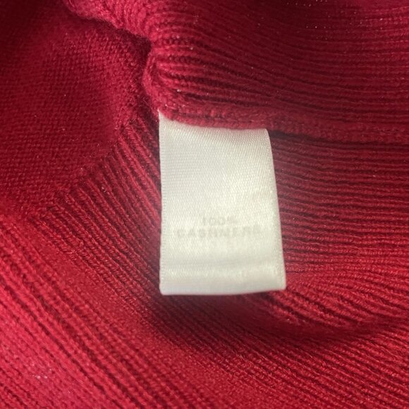 St John Red Cashmere Sweater Top Size S Sleeveless Ruffled Mock Neck Fall 2010 - Picture 9 of 10